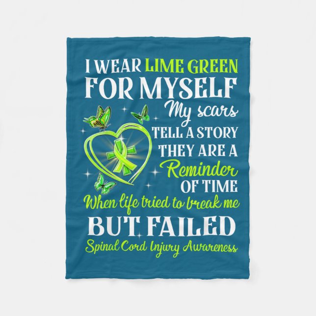Lime Green Myself Spinal Cord Survivor Design Fleece Blanket (Front)