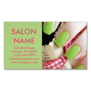 lime green nails fashion beauty SPA nail salon Magnetic Business Card