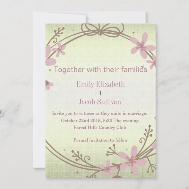 Lime Green Nature Wedding Invitation (Front)