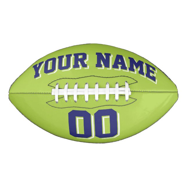 LIME GREEN NAVY AND WHITE Custom Football (Front)