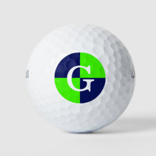 Lime Green Navy Blue LG Chequered Monogram Golf Balls