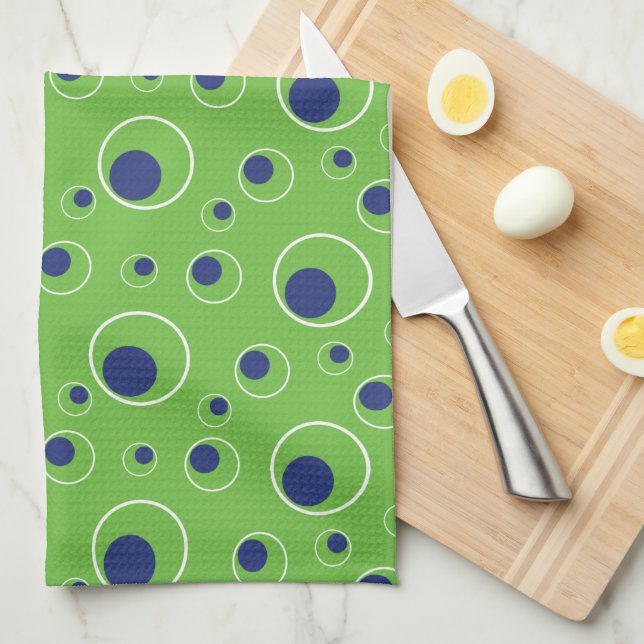 Lime Green Navy Cercles Bleus Points Serviette de  (Quart Plié)