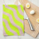 Lime Green Neon And Beige Abstract Stripes Kitchen Towel<br><div class="desc">Modern Abstract Diagonal Lines – Neutral Beige and Neon Lime Green.</div>