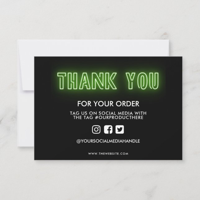 Lime Green Neon Sign Thank you Media Insert (Front)