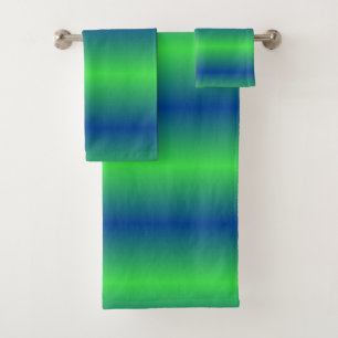 Lime Green ombre stripe Bathroom Towel Set