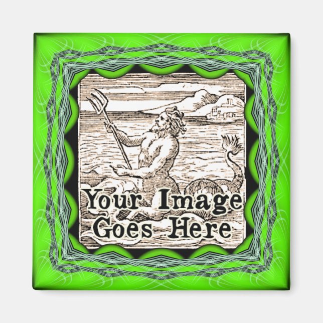 Lime Green Ornate Fantasy Frame Template Magnet (Front)