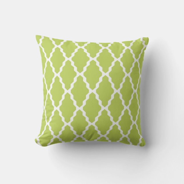 Lime Green Outdoor Pillows - Trellis Tile Pattern (Front)