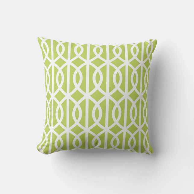 Lime Green Outdoor Pillows Twist Trellis Pattern (Front)