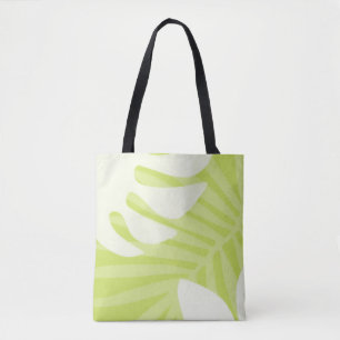 Lime Green Palm Leaves Tote Bag