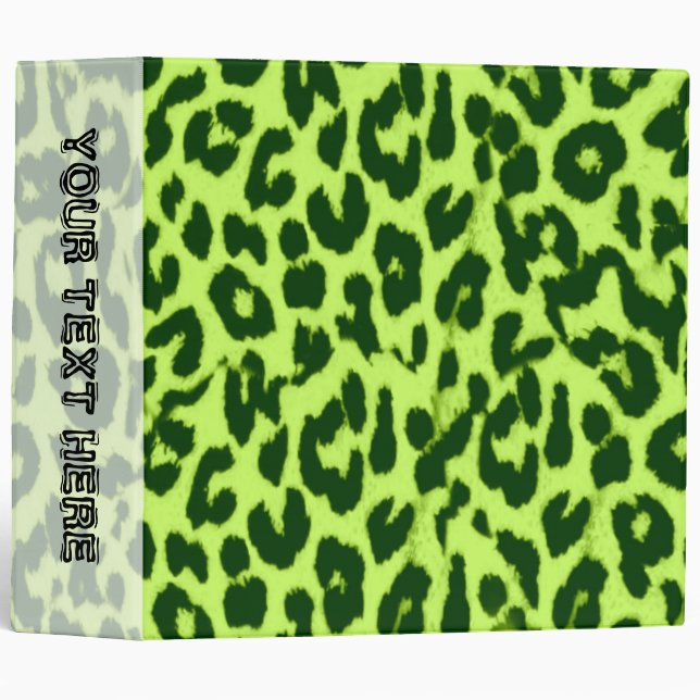 Lime green pattern leopard fur texture binder (Front/Spine)