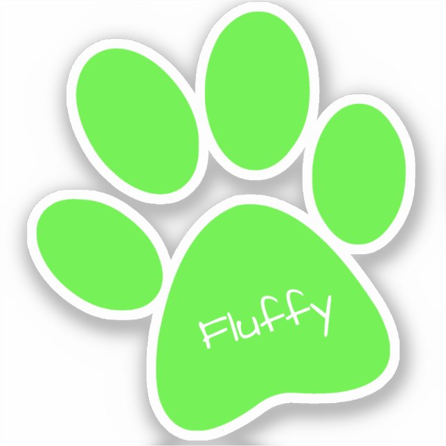 Lime Green Paw Print Custom-Cut Vinyl Sticker (Front)