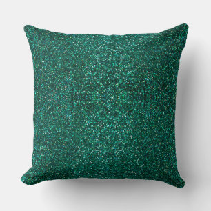 Lime Green Peacock Floral Reversible Glitter  Throw Pillow
