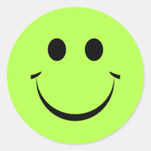 Lime Green Personalized Happy Face Classic Round Sticker