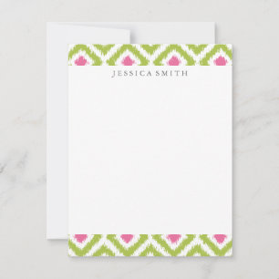 Lime Green Pink Diamonds Ikat Pattern