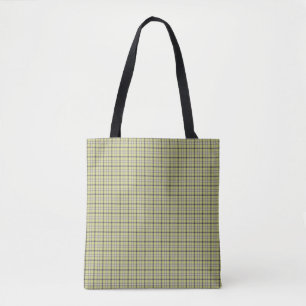 Lime Green Plaid Classic Pattern Retro Tote Bag
