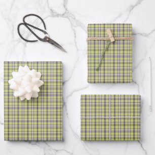 Lime Green Plaid Classic Pattern Retro Wrapping Paper Sheet