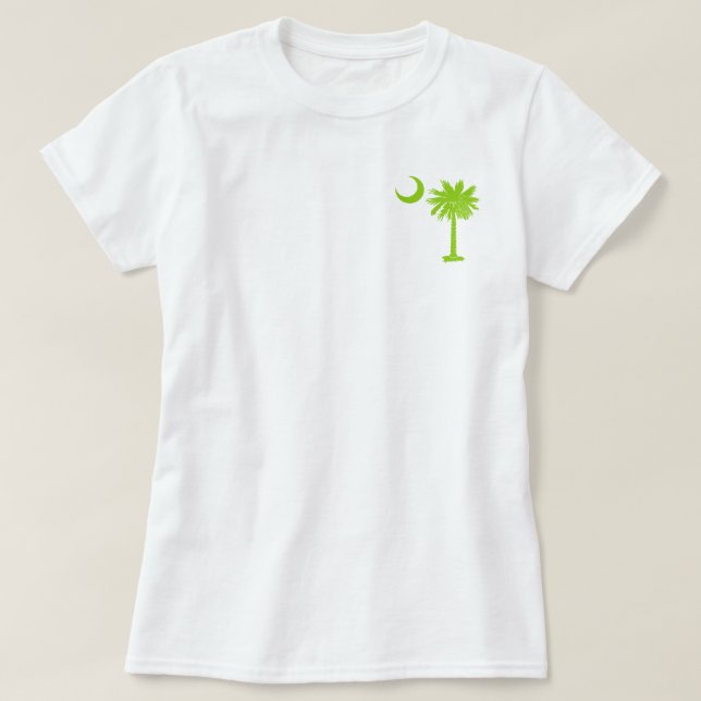 Lime Green Pocket Palmetto T-Shirt (Design Front)