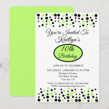 Lime Green Polka Dot Anniversaire Fête Invitation