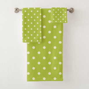 Lime Green Polka Dot Bath Towel Set
