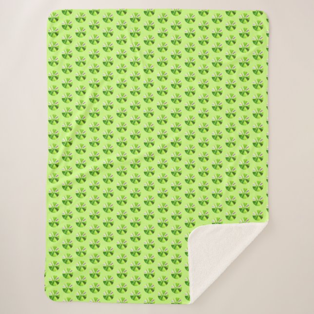 Lime Green Polka Dot Fractal Sherpa Blanket (Front)