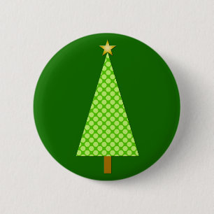 Lime green polka dot modern Christmas tree 2 Inch Round Button