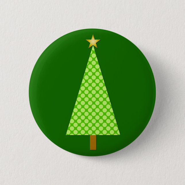 Lime green polka dot modern Christmas tree 2 Inch Round Button (Front)