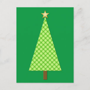 Lime green polka dot modern Christmas tree Holiday Postcard