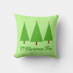 Lime Green Polka Dot Modern Christmas Trees Throw Pillow