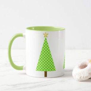Lime Green Polka Dot Retro Modern Christmas Tree Mug