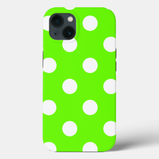Lime green polka dots iPhone 13 case
