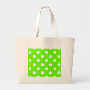 Lime green polka dots nail design for the spring large tote bag