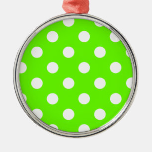 Lime green polka dots nail design for the spring metal ornament