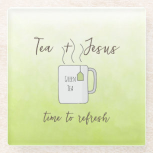 Lime Green Prayer Time Refresh Glass Coaster