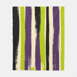 Lime Green Purple Black Bold Brushstroke Vertical Fleece Blanket