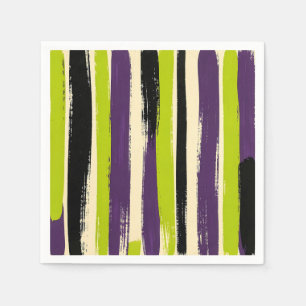 Lime Green Purple Black Bold Brushstroke Vertical Napkin