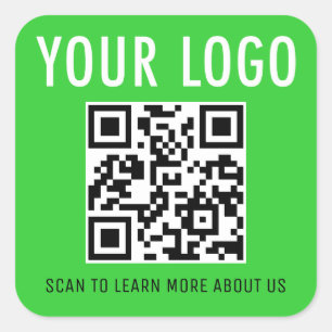 Lime Green QR Code Stickers Company Logo Square
