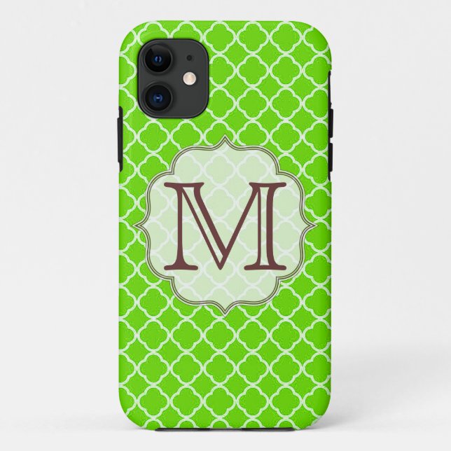 Lime Green Quarterfoil Monogram IPHONE 5 Case (Back)