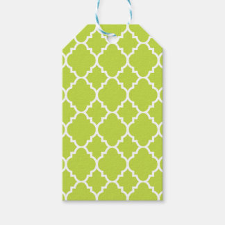 Lime Green Quatrefoil Moroccan Pattern Gift Tags