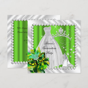 Lime Green Quinceanera 15th Masquerade Party Invitation