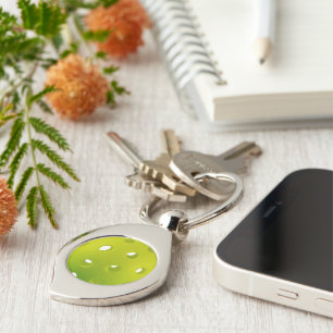 Lime green real pickleball  keychain