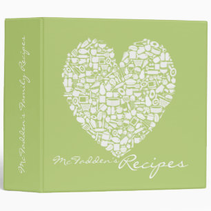 Lime Green Recipe Personalized Name Binder