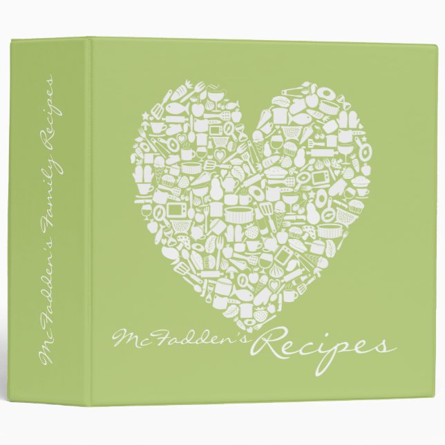 Lime Green Recipe Personalized Name Binder (Front/Spine)