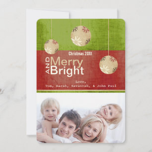 Lime Green Red Merry et Bright Family Carte photo