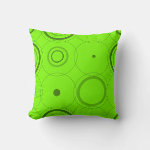 Lime, Green Retro Pop Squares Abstract Art Pillow