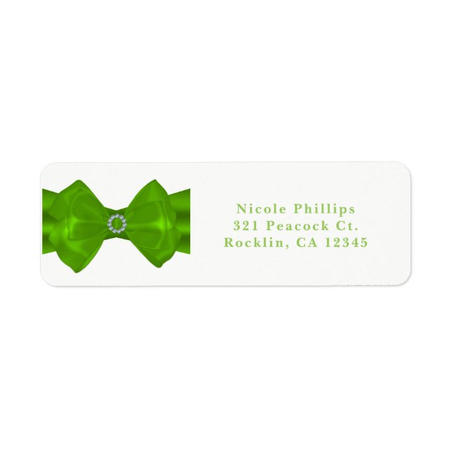 Lime Green Ribbon & Diamonds Chic Glam Invitation (Front)
