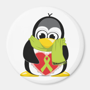 Lime Green Ribbon Penguin Scarf Magnet