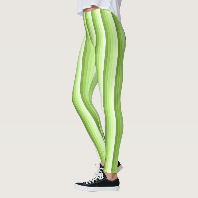 Lime green shadow stripes leggings (Left)
