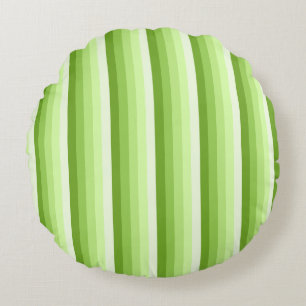Lime green shadow stripes round pillow