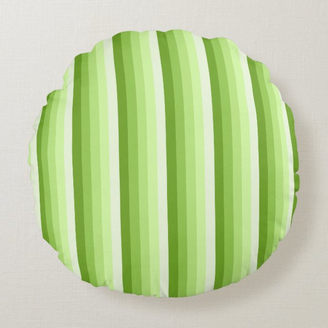 Lime green shadow stripes round pillow (Front)
