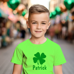 Lime Green Shamrock Name St Patricks Boys T-Shirt